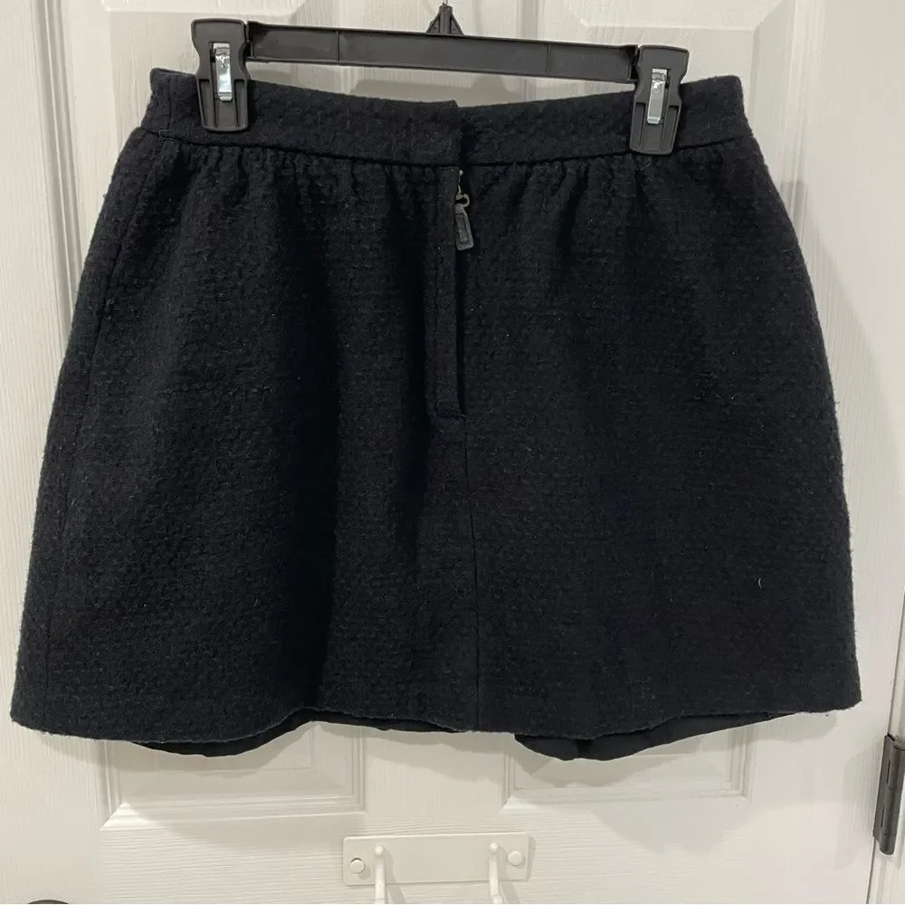 Joie Wool Bend Black Quilted Mini Skirt Women’s Size 10